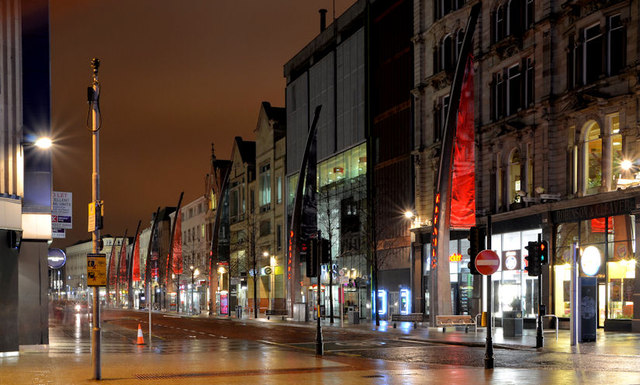 Donegall Place (night view), Belfast -... © Albert Bridge cc-by-sa/2.0 ...