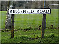 TM4189 : Ringsfield Road sign by Geographer