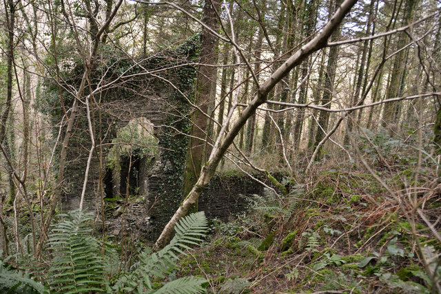 Remains of a building at Herodscoombe Mines, Herodsfoot