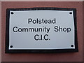 Polstead community shop C.I.C. sign