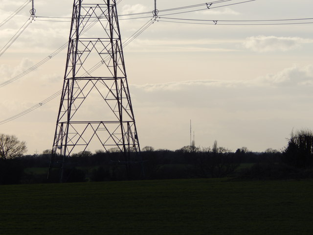 Pylon and masts from Heath Road