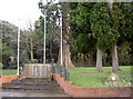 War memorial with flagpoles