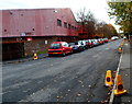 Yellow No Parking cones, Mead Street, Bristol