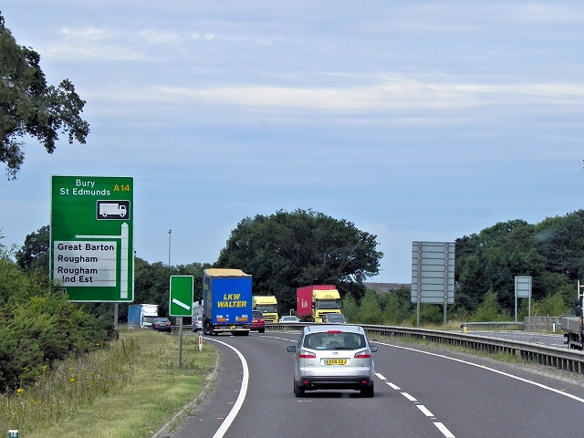 Westbound A14 Approaching Rookery Crossroads