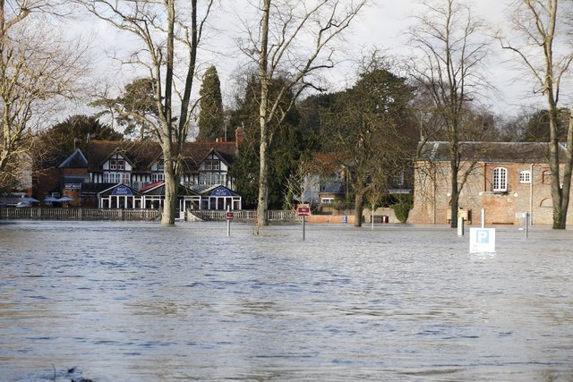 Looking across the floods