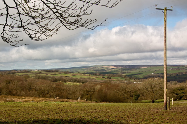 In a valley in this picture is Blackerton Copse where the source of the river Yeo can be found