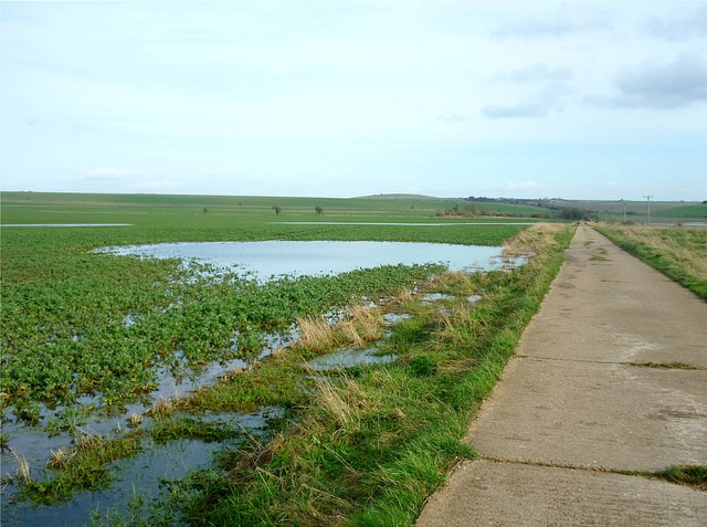 Farm road at Churn with flooded fields