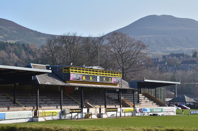 Melrose rugby ground below the Eildon Hills