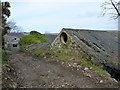 Collapsing barn at Castell-mawr farm