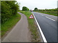 Temporary traffic sign alongside the A403 Aust Road in Northwick