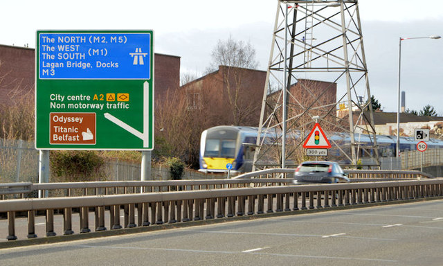 Direction sign, Sydenham bypass, Belfast