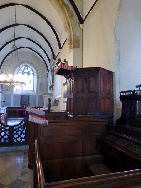 Three-decker pulpit in St. Clement's church, Knowlton