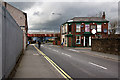 A railway bridge and the Hamilton Arms