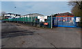 Blue entrance gate, Network Rail Westbury Depot