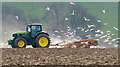 SK8504 : Tractor and farmland near America Lodge by Mat Fascione