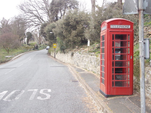 St. Lawrence: phone box on the A3055