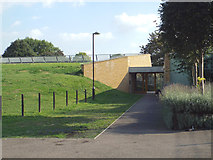 TQ3377 : Loncroft Road entrance, Burgess Park Community Sports Centre by Robin Stott
