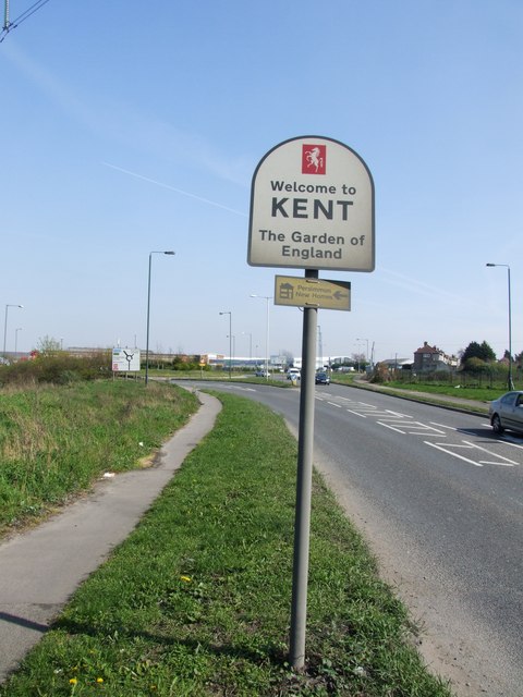 Welcome to Kent sign, near Dartford © Chris Whippet :: Geograph Britain ...