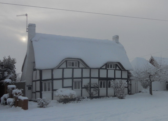 Cottage in the Snow, Church Street, Wyre Piddle, near Pershore