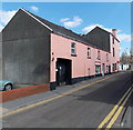 Pink wall at the eastern end of Station Road Kidwelly