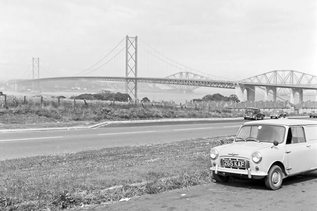 Forth Bridges from Bo'ness Road lay-by, 1965