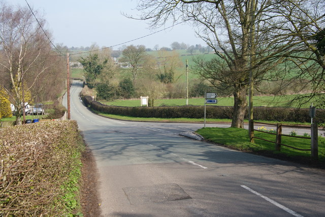 Road junction near Denstone