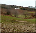 White house on Gray Hill near Llanvair Discoed