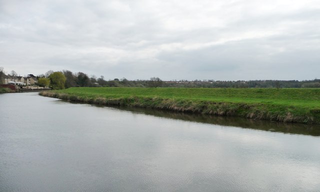 Flood bank, west bank, River Don, upstream of Newton