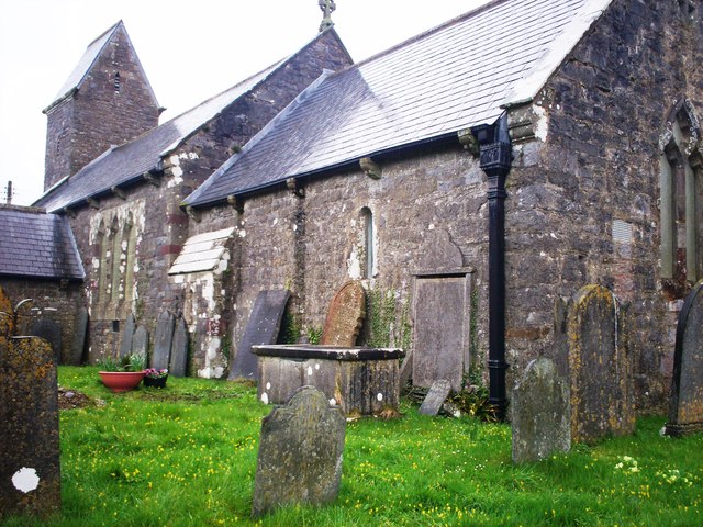 St Margaret's Church Pendine - old gravestones