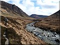 NR9148 : Abhainn Mòr flows over rocks in Glen Catacol by Rob Farrow