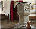 SK7641 : St Mary, Orston - the font by Alan Murray-Rust