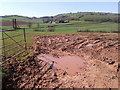 Muddy entrance into a field