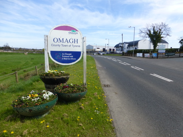 Welcome to Omagh sign, Mullaghmenagh