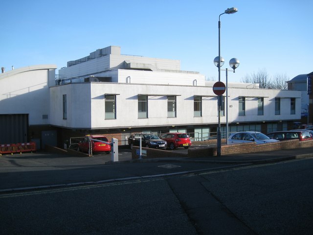 Rear of Redditch Magistrates Court, seen from Queen Street