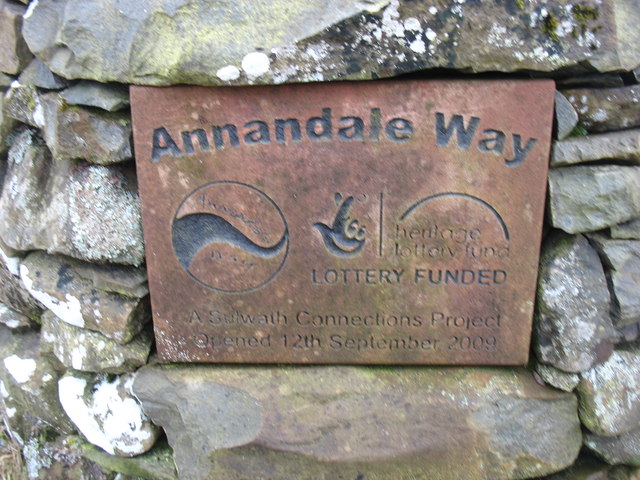 Plaque marking the start (or end) of the Annandale Way