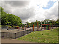 Skateboard park and basketball court