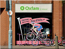 J3773 : Giro d'Italia, Oxfam, Ballyhackamore, Belfast (April 2014) by Albert Bridge