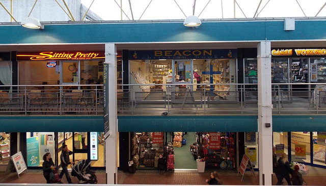 Three upstairs shops in The Parade, Cwmbran Shopping Centre