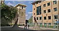 Fibres, sculpture by Ian Randall, approaching Forster Square main railway station in Bradford