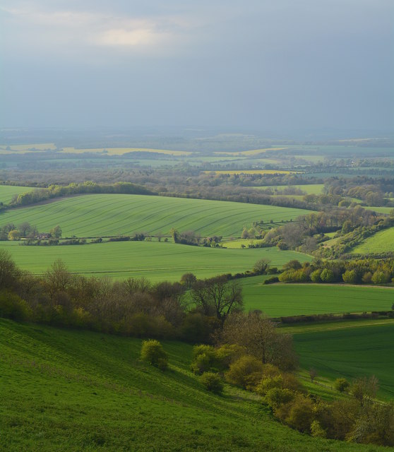 View northwest over the Hampshire Downs, Combe, Berkshire