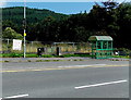 West Street bus shelter and a placard, Knighton