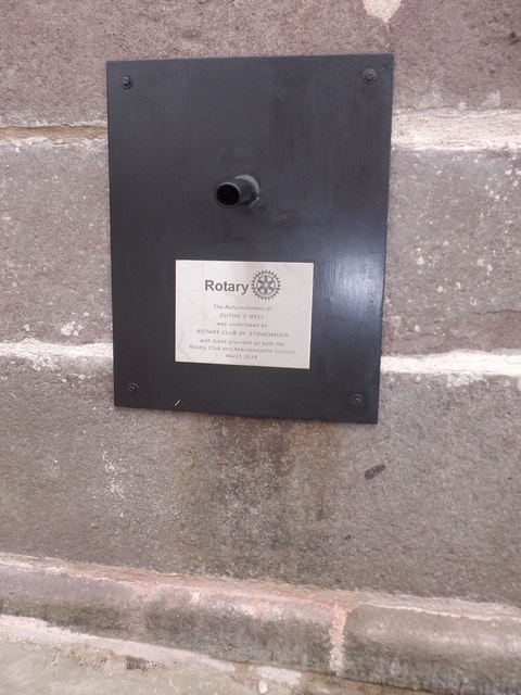 A recent restoration plaque on Duthies Well, Stonehaven