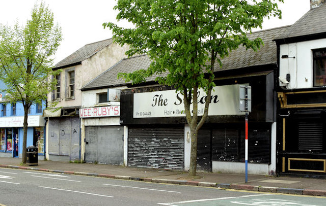 Derelict shops, Sandy Row, Belfast (May 2014)