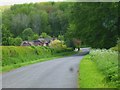 Road descends from Lasham past cottage to the A339