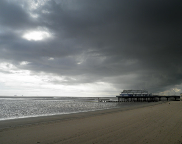 Dark clouds over Cleethorpes pier