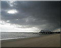 TA3008 : Dark clouds over Cleethorpes pier by Steve  Fareham