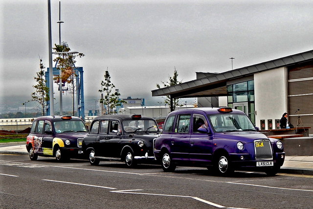 Belfast - Titanic Belfast - Three Taxis near Front Entrance
