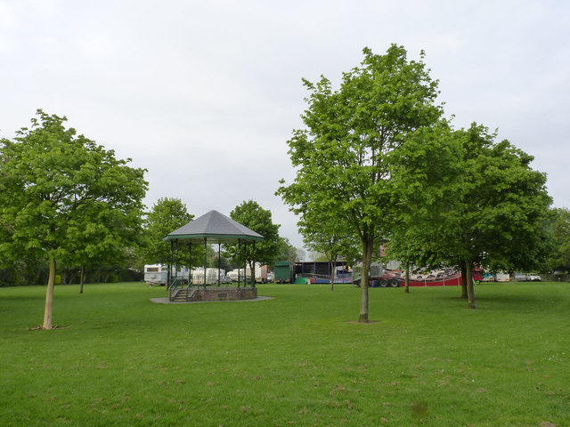 Dovecote Park, tree circle and bandstand
