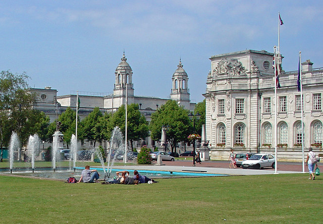 Lawn in front of City Hall, Cardiff