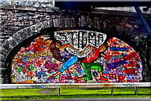 J3473 : Belfast - City Centre - Colourful Graffiti beneath Albert Bridge by Suzanne Mischyshyn